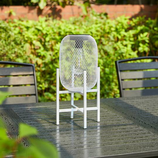 Glitzhome® 14" Metal Mesh Solar Powered Lantern with Stand